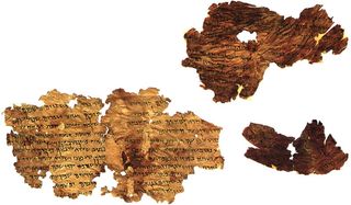 One of the Dead Sea Scrolls, the Torah Precepts scroll, provides religious instructions to members of the Jewish faith, and includes a Hebrew calendar, religious laws (called halakhot) and information about the Temple and its rituals. Credit: Library of C