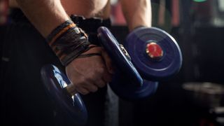 Person holding a dumbbell in each hand