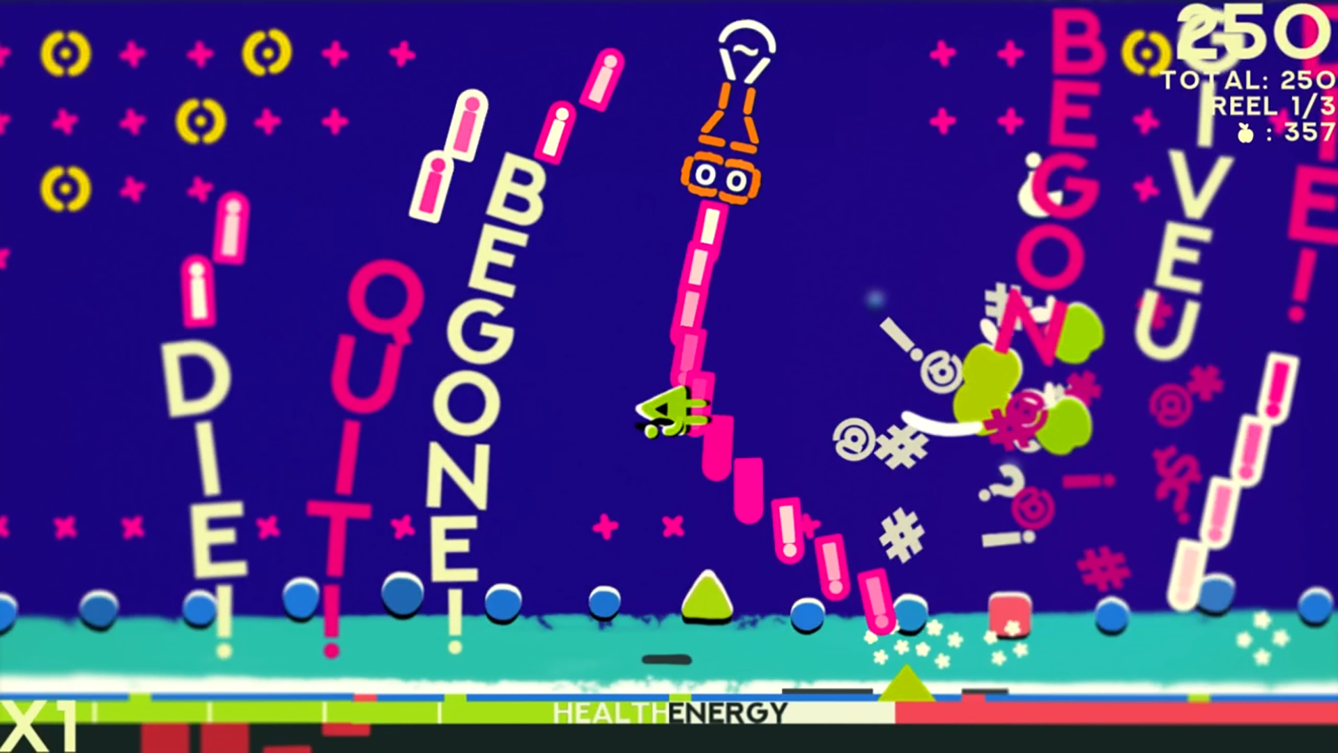 Screenshot from artistic bullet hell indie game ZOE Begone!