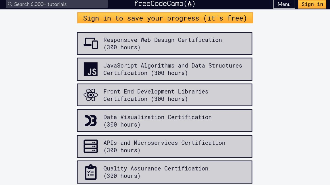 Screengrab from Free Code Camp, provider of some of the best free coding courses