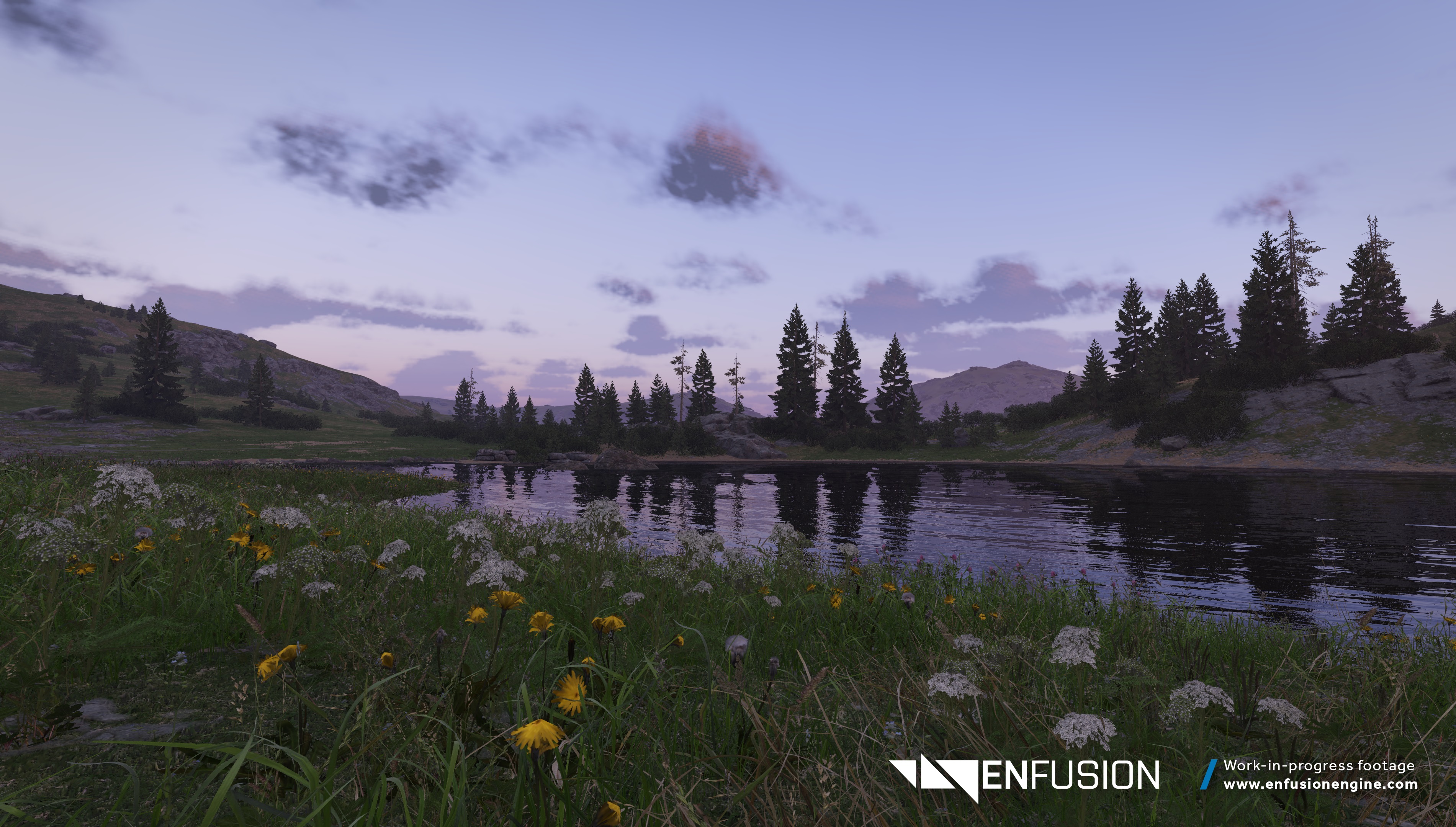 reflective pond rendered in enfusion engine