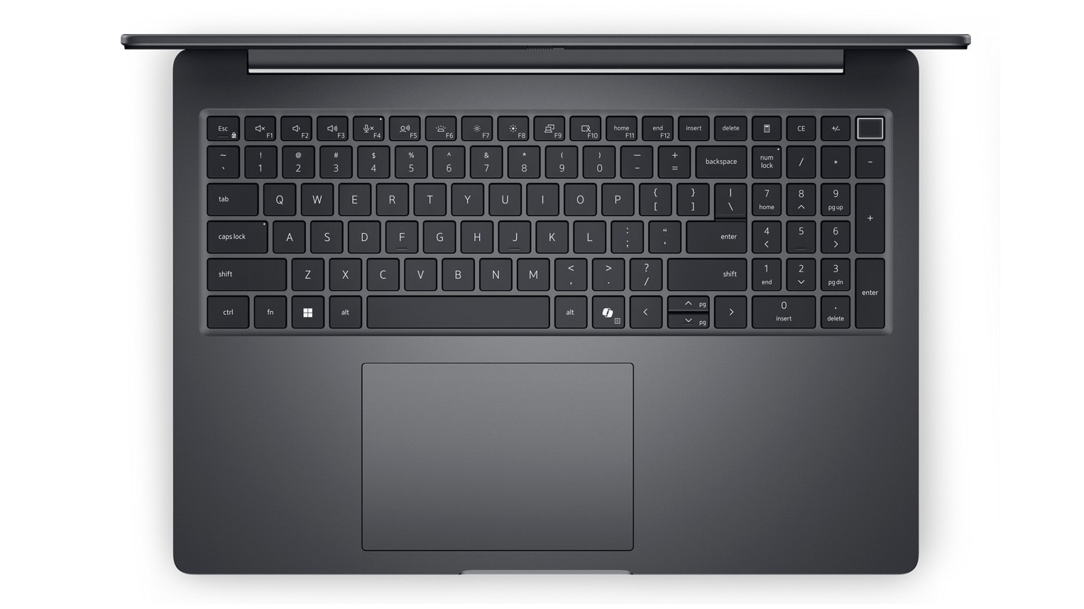 Dell Pro 5 laptop top-down view of keyboard
