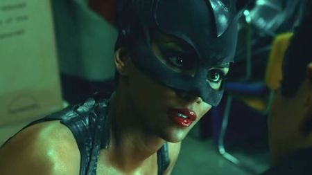 Halle Berry in Catwoman's mask.