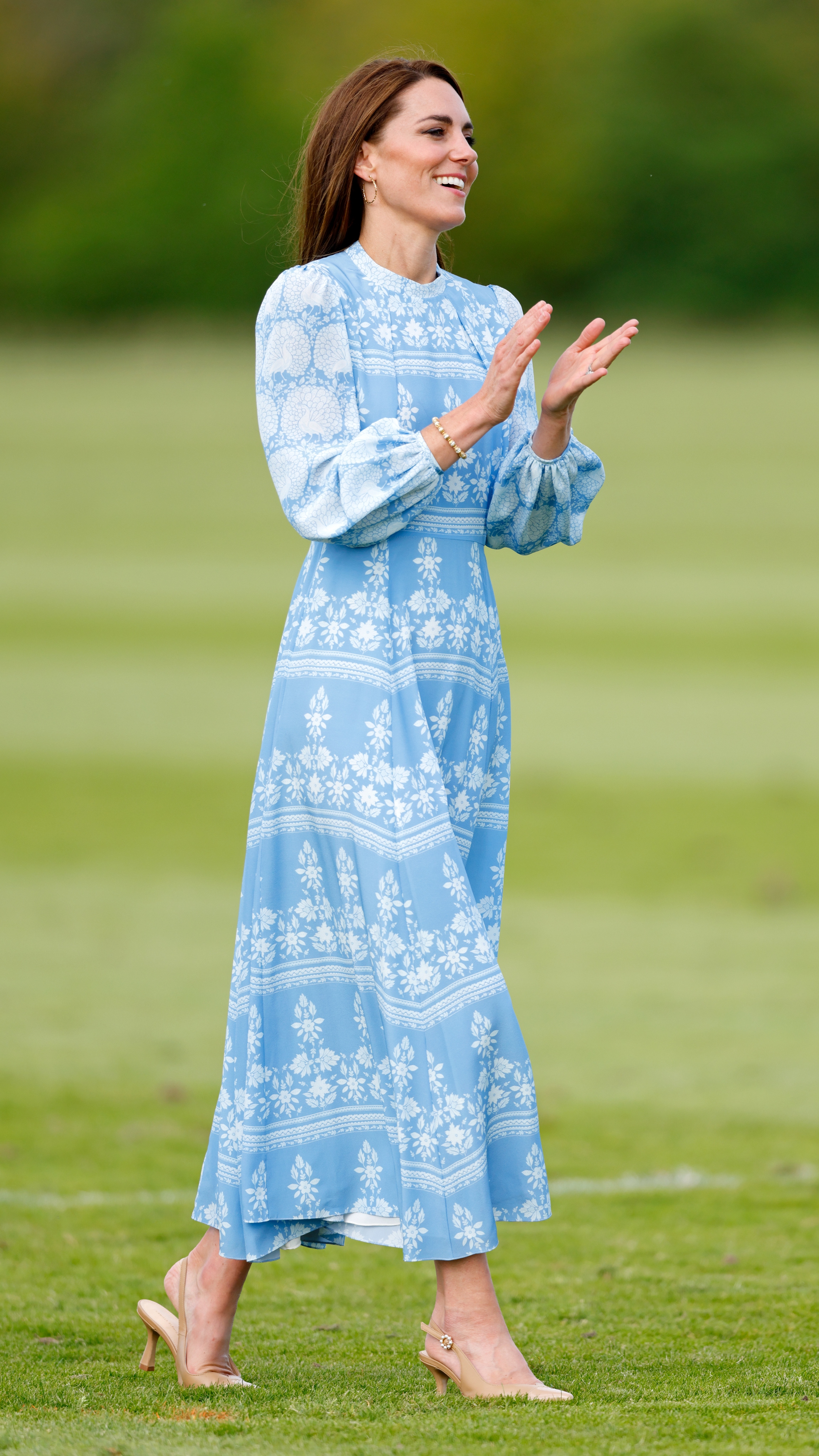 Catherine, Princess of Wales attends the Out-Sourcing Inc. Royal Charity Polo Cup 2023 at Guards Polo Club, Flemish Farm on July 6, 2023 in Windsor, England.