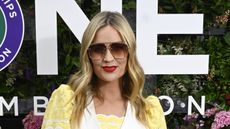 Laura Whitmore wearing squared sunglasses
