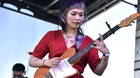 Yvette Young of Covet performs during Swanfest at Heart Health Park on April 23, 2022 in Sacramento, California