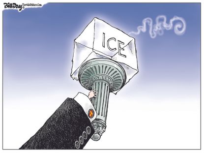 Political Cartoon U.S. ICE Trump Migrant Children Liberty