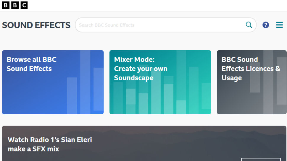 BBC Sound Effects website screenshot