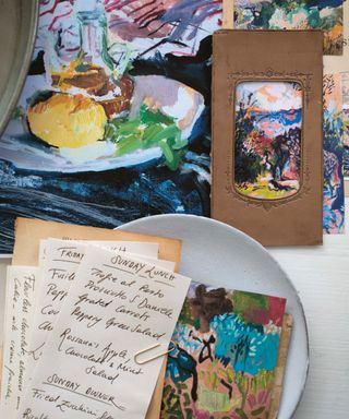 detail of paintings and menus from A House Party in Tuscany Thames & Hudson