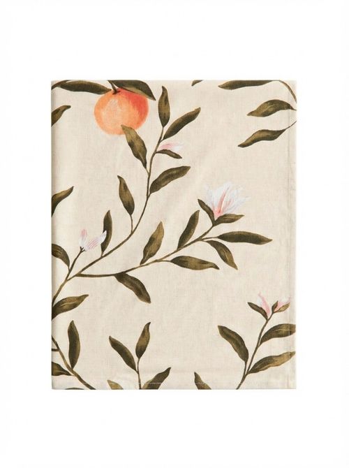 Patterned linen-blend tablecloth