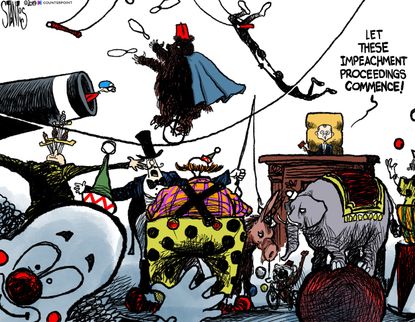 Political Cartoon U.S. Impeachment Proceedings Circus