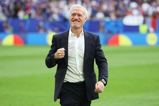 France Euro 2024 squad Didier Deschamps, Head Coach of France, celebrates victory following the UEFA EURO 2024 round of 16 match between France and Belgium at Düsseldorf Arena on July 01, 2024 in Dusseldorf, Germany. (Photo by Matt McNulty - UEFA/UEFA via Getty Images)