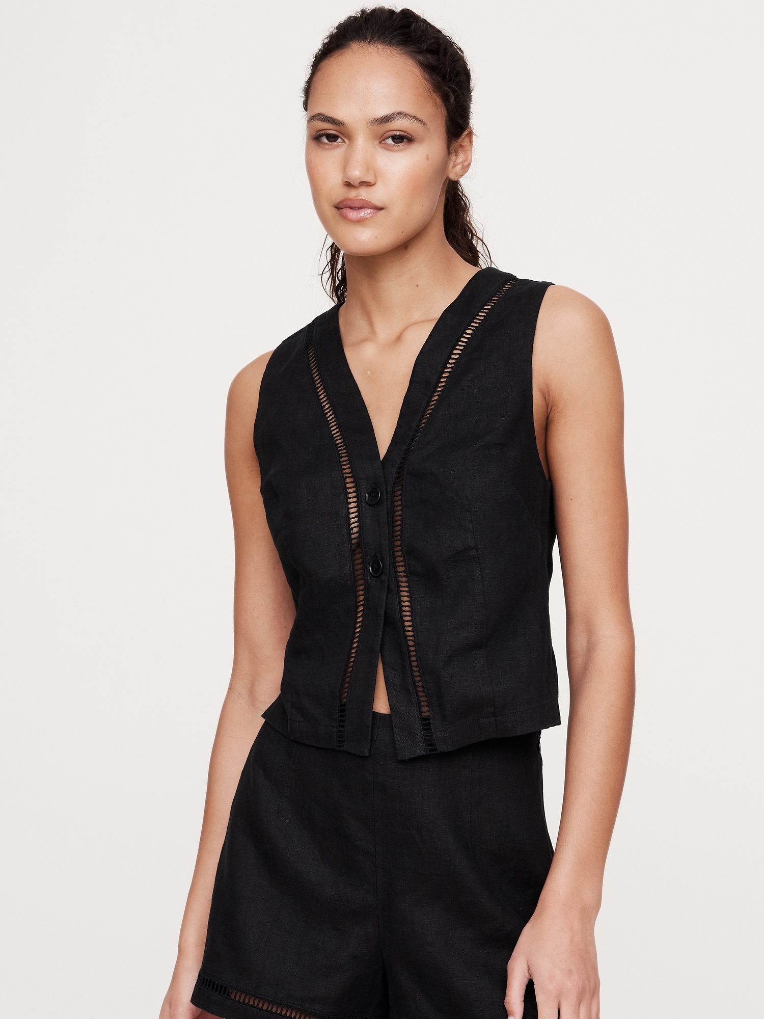 Banana Republic Lace-Trim Linen Vest