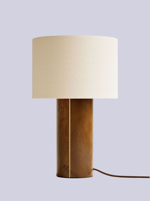 Burl Brass Inlay Table Lamp