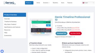 Website screenshot for Genie9 Timeline