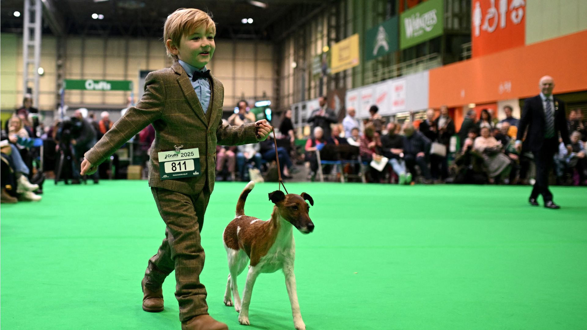 
                                Freddie Osborne, age 6, becomes the youngest handler to win an award at the Crufts dog show in Birmingham, England
                            