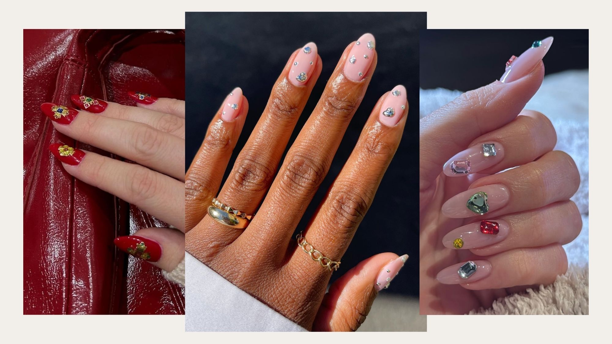 Manicures with nail stickers and decals.