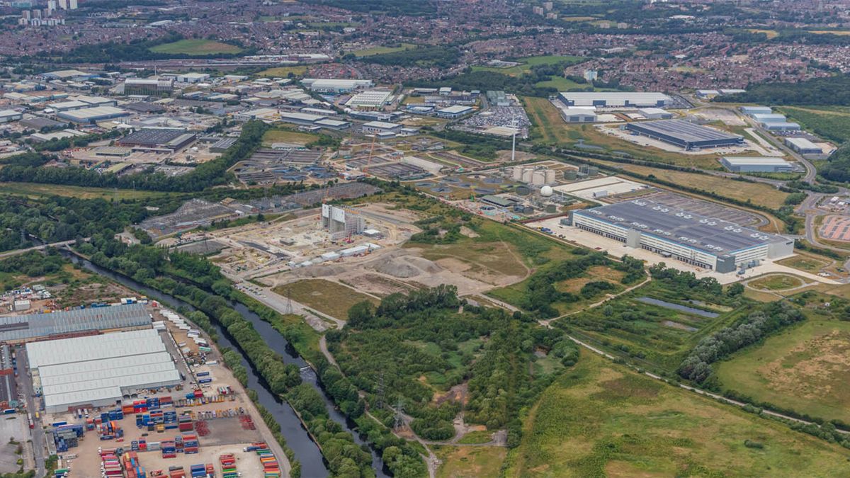 Aerial shot of the Skelton Grange industrial site, set to house a new Microsoft hyperscaler data center.