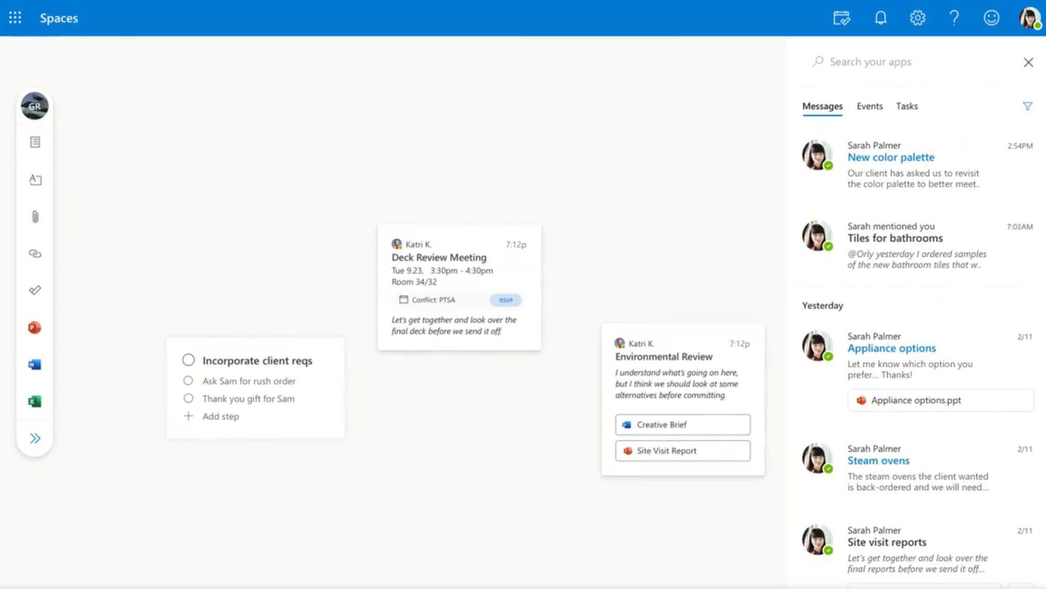 Leaked video shows off Outlook Spaces, a new way to organize your ...