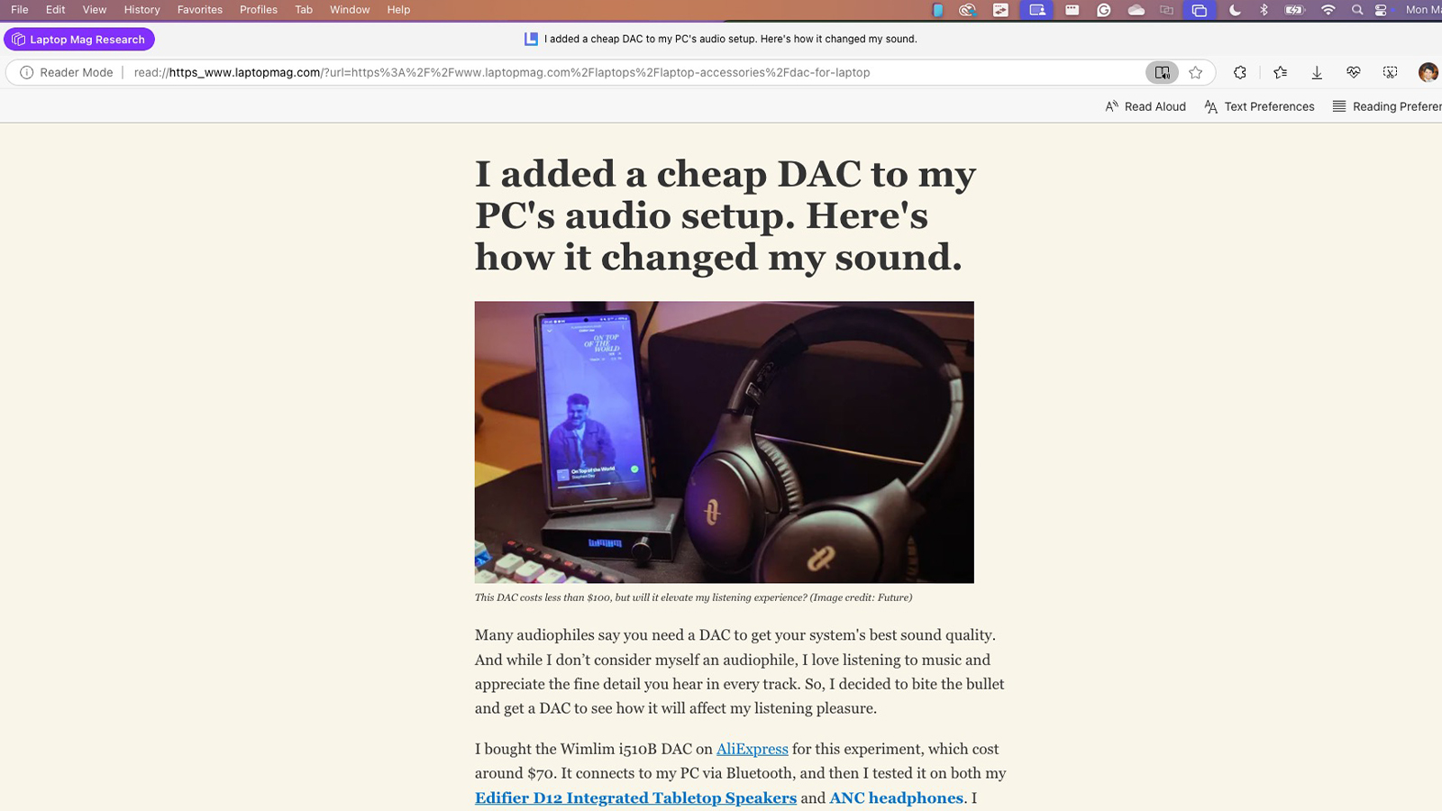 The Immersive Reader feature on Microsoft Edge.