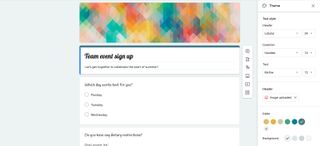 Google Forms' new typeface and sizing options