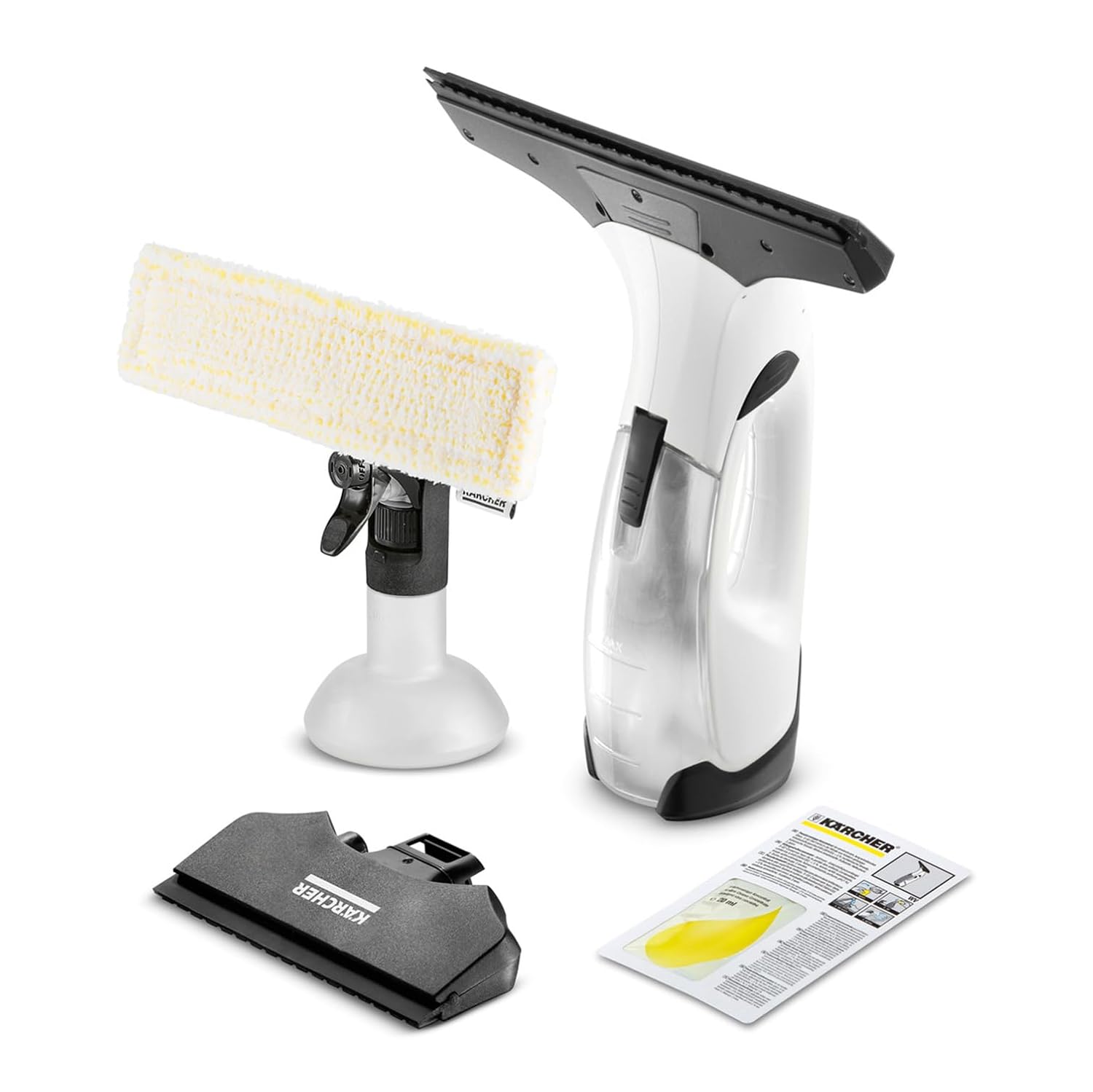K&amp;auml;rcher Window Vac Wv 2 Plus N, Battery Running Time: 35 Min, Led Display for Battery Status, 2 Suction Nozzles, Spray Bottle With Microfibre Cloth, 20 Ml Window Cleaner Concentrate