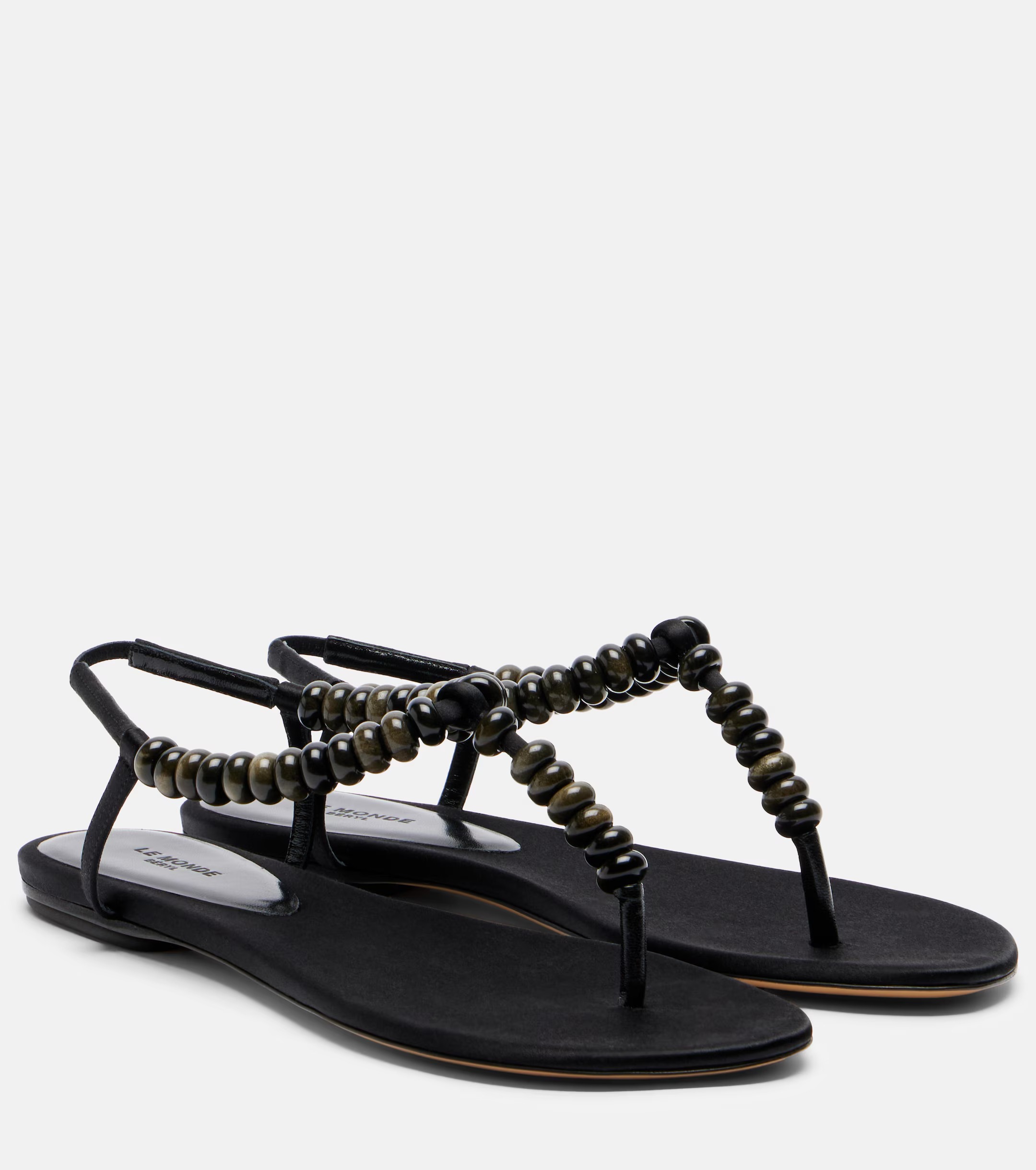 Le Monde B&amp;eacute;ryl, Beaded satin thong sandals