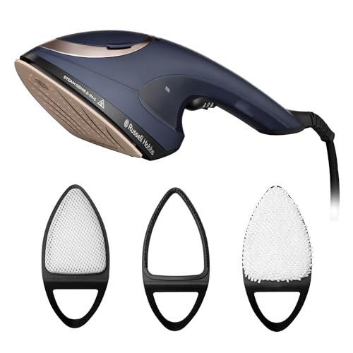 Russell Hobbs Steam Genie 2in1 Handheld Clothes Steamer With Ironing Option, Ready to Use in 1m, Power Indicator, 150ml Removable Tank, 3 Attachments, 10m Steam Time, 1400-1700w, 28370