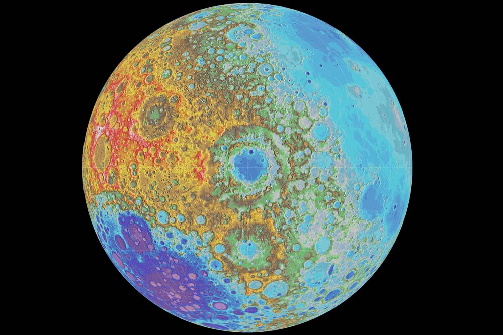 Topographic map of the moon, Orientale