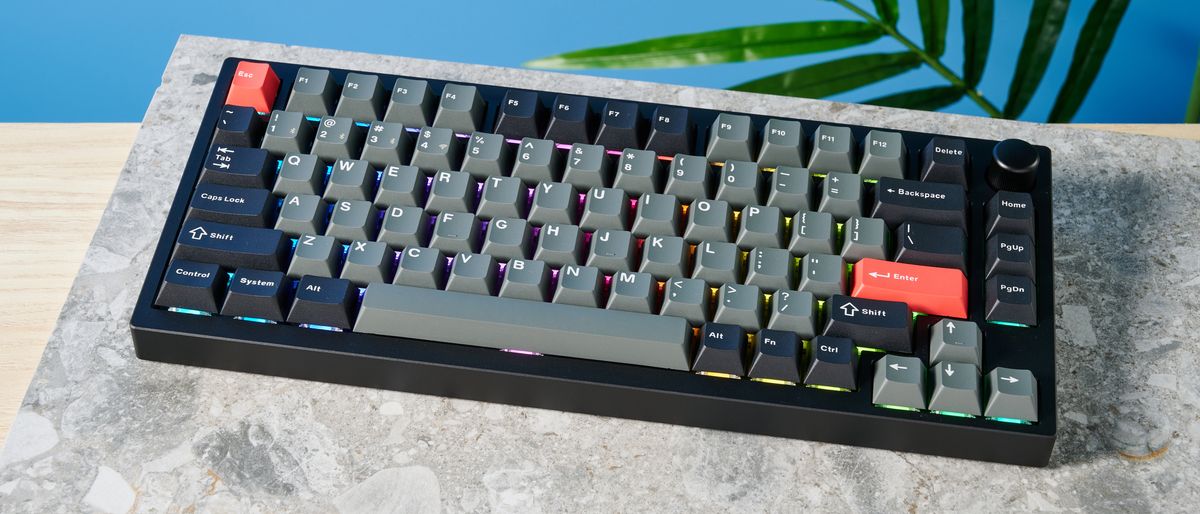 A carbon black Lemokey P1 Pro wireless mechanical keyboard