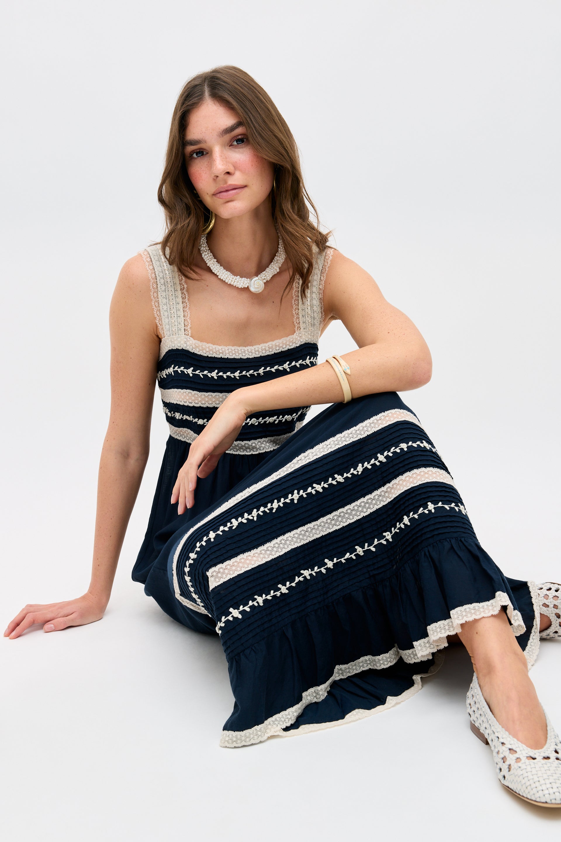 Malie Midi Dress in Deep Navy