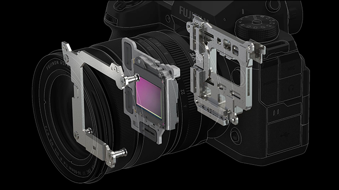 A diagram of the Fujifilm X-T5 showing its in-body image stabilization
