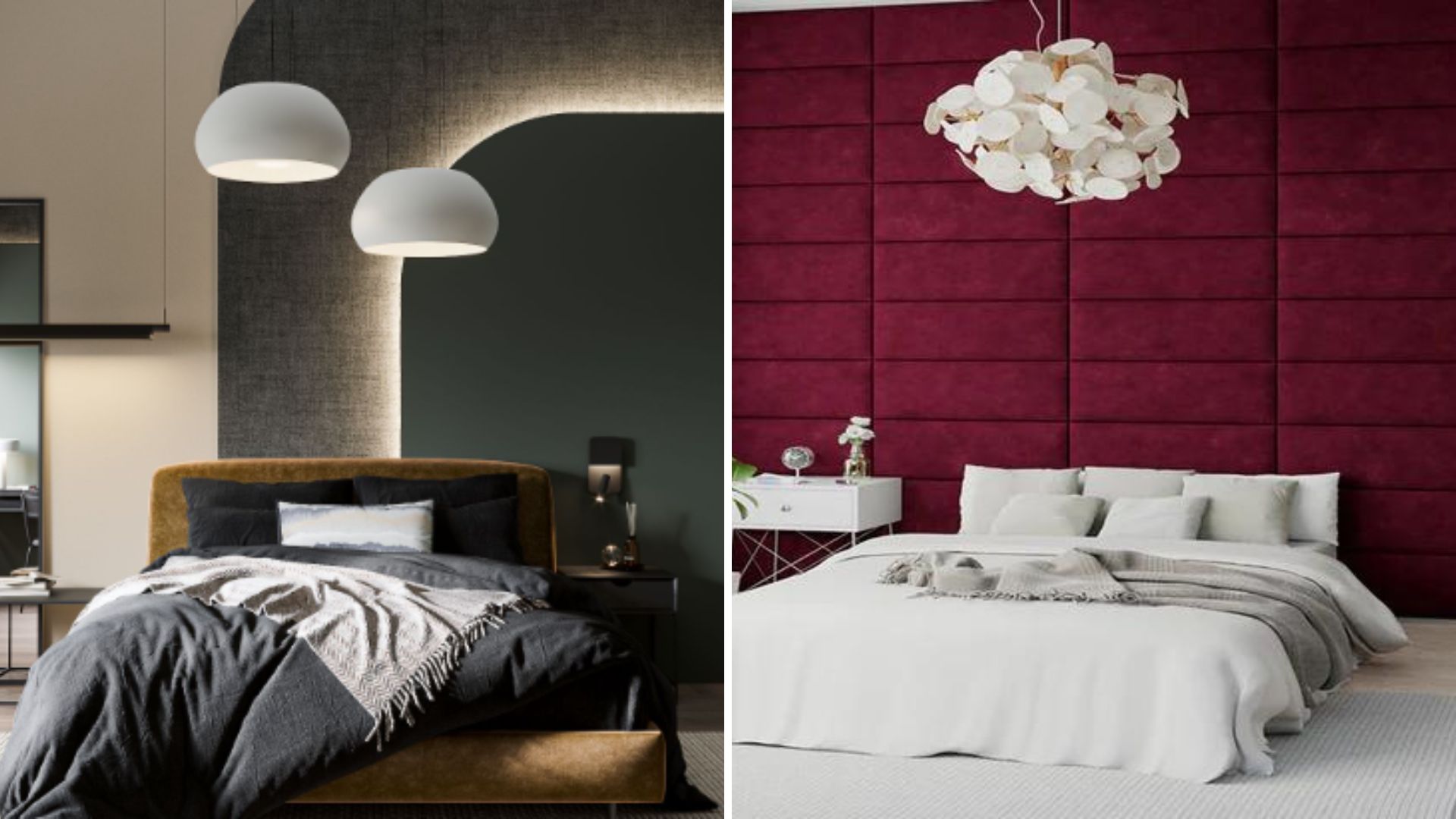 collage of upholstered walls to supper interior design trends 2024