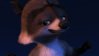 RJ the Raccoon smiling in Over The Hedge