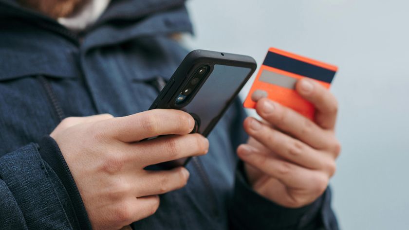 Man paying on smartphone