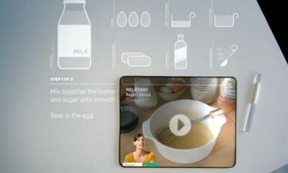 In the future, as envisioned by Microsoft, cooks will consult touchscreen recipes that pop out of their counter tops.