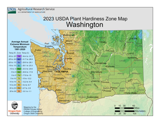 USDA Plant Hardiness Zone Map for Washington