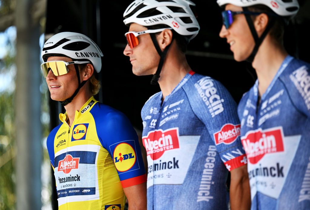 ROSPORT LUXEMBOURG SEPTEMBER 20 Mathieu Van Der Poel of The Netherlands and Team AlpecinDeceuninck Yellow leader jersey prior to the 84th Tour de Luxembourg 2024 Stage 3 a 2013km stage from Rosport to Diekirch UCIWT on September 20 2024 in Rosport Luxembourg Photo by Tim de WaeleGetty Images