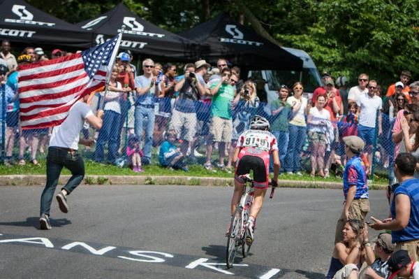 Fans cheer riders on Lemon Hill.