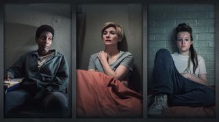 Time season 2 on BBC1 stars (from left) Tamara Lawrance, Jodie Whittaker and Bella Ramsey as prison inmates.
