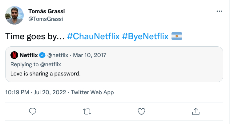 Publicación de #ChauNetflix en Twitter
