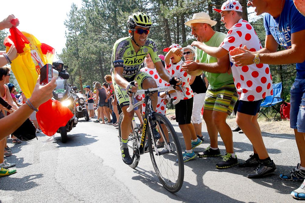 Alberto Contadro climbs during stage 14.