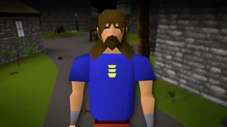 Old School RuneScape character in blue shirt with brown beard