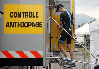 Christopher Froome heads to anti-doping control