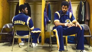 Quincy Isaiah and Solomon Hughes as Magic Johnson and Kareem Abdul-Jabbar