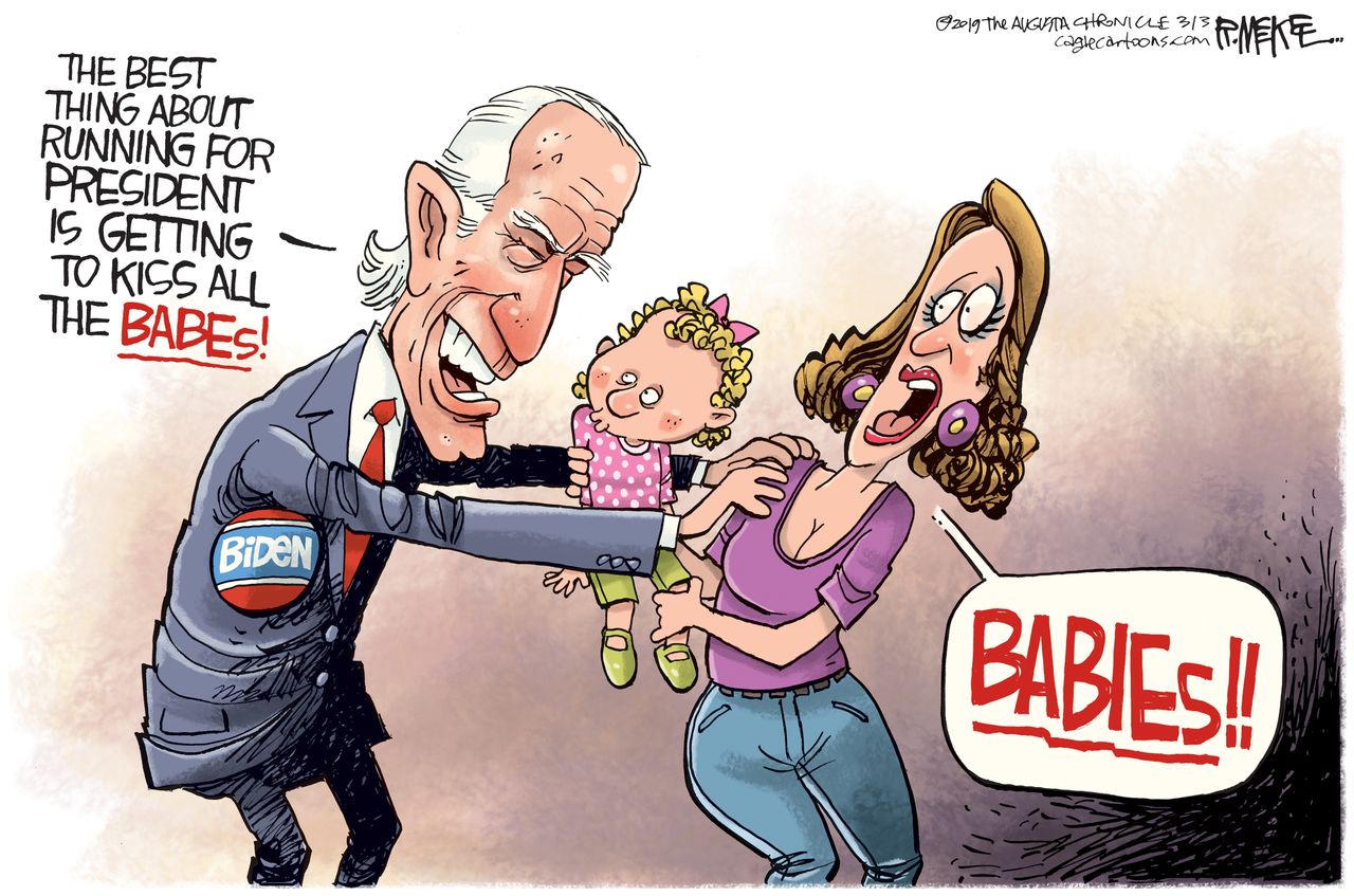 Political Cartoon U.S. Joe Biden 2020 presidential election #metoo misconduct scandal