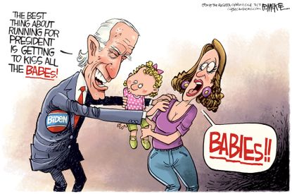Political Cartoon U.S. Joe Biden 2020 presidential election #metoo misconduct scandal