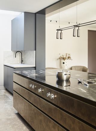concealed sink in an open plan kitchen