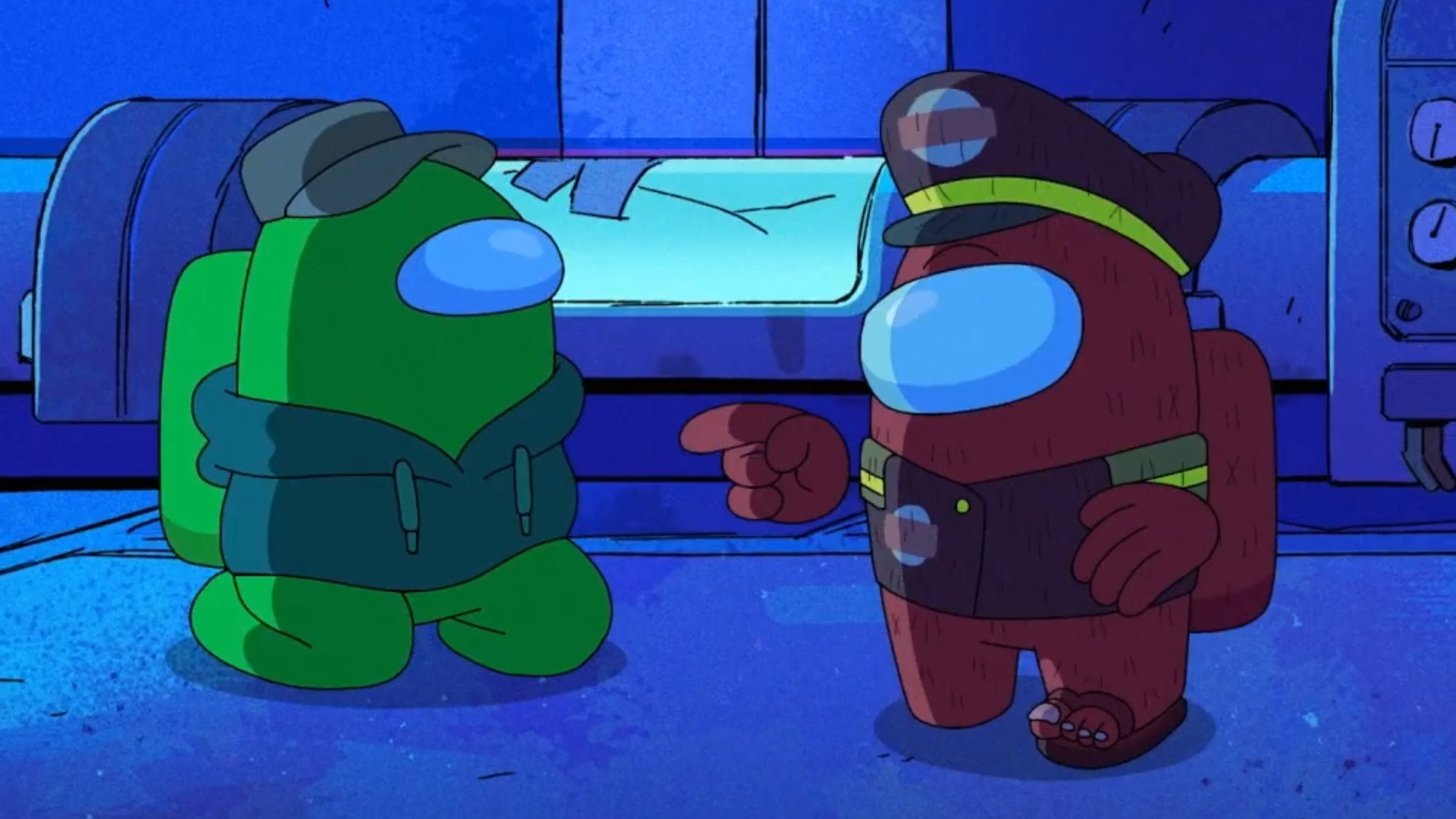 Green and Red in the Among Us TV show trailer