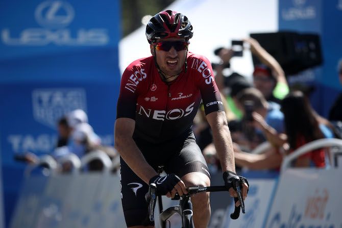 Gianni Moscon (Team Ineos) crosses the line in third place on stage 2 of the 2019 Tour of California